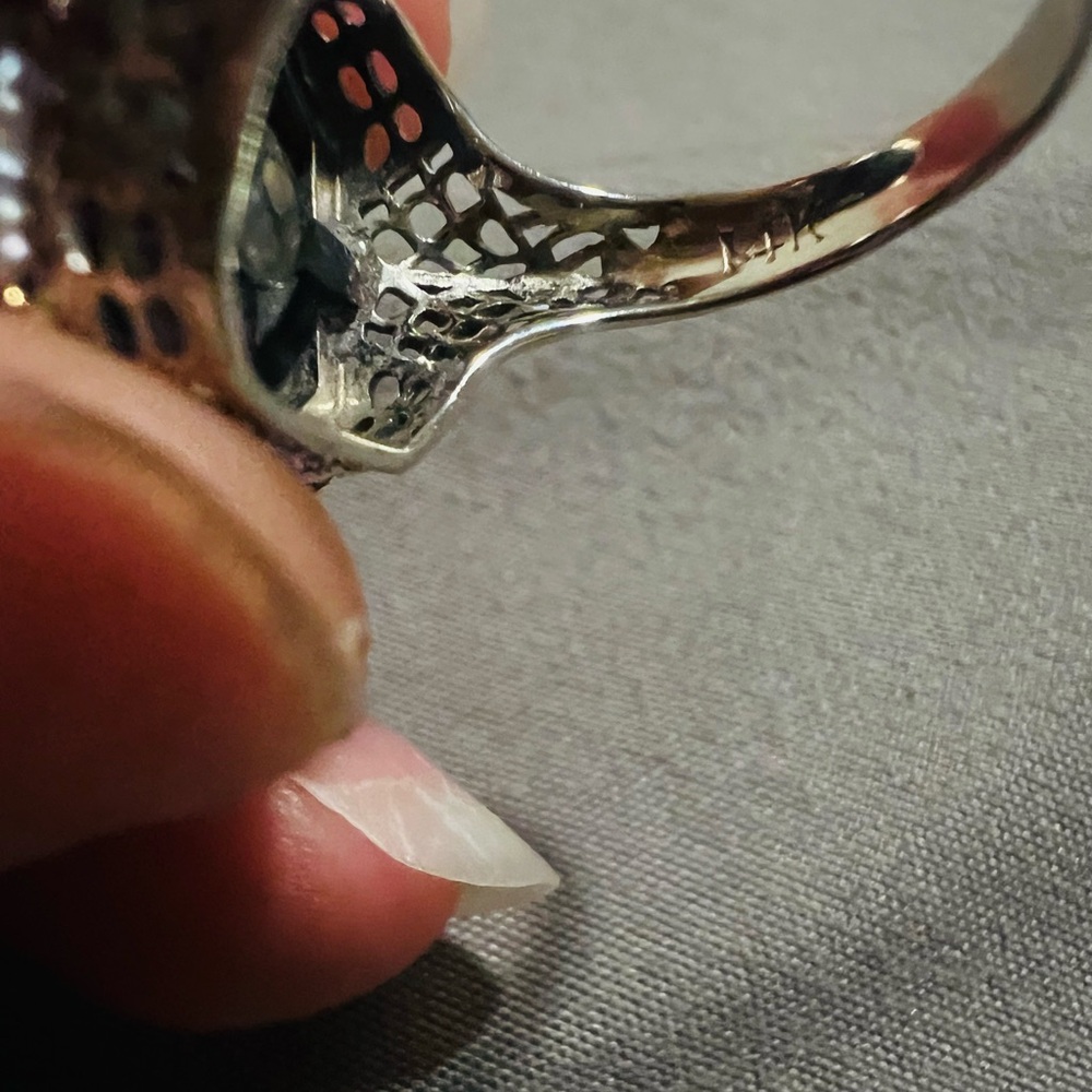 Edwardian 14K Gold Amethyst & Seed Pearl Ring – Antique - Picture 7 of 9